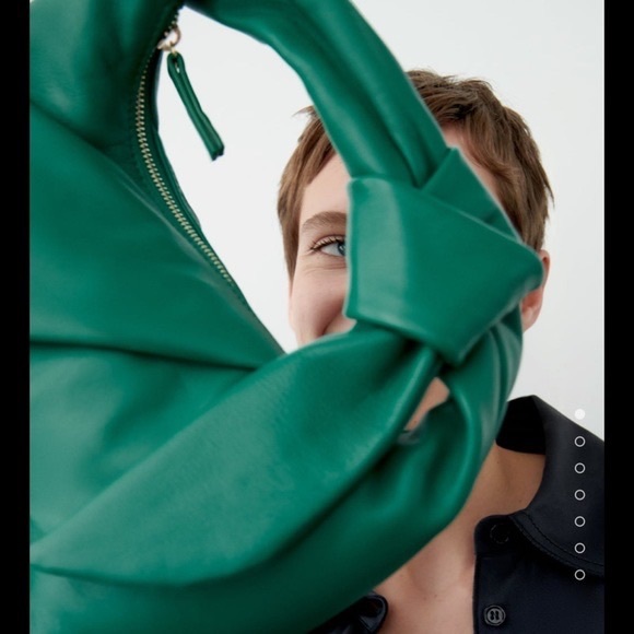 Zara blue green leather handbag - Picture 10 of 13